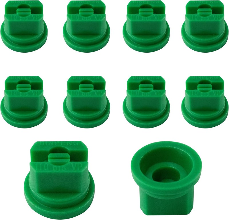 PDETVEO 10pcs Flat Fan Spray Tip, 110 Degree Plastic Flat Fan Sprayer Nozzles 0.15mm Orifice Diameter for Agricultural, Cleaning, Cooling, Green - Image 1
